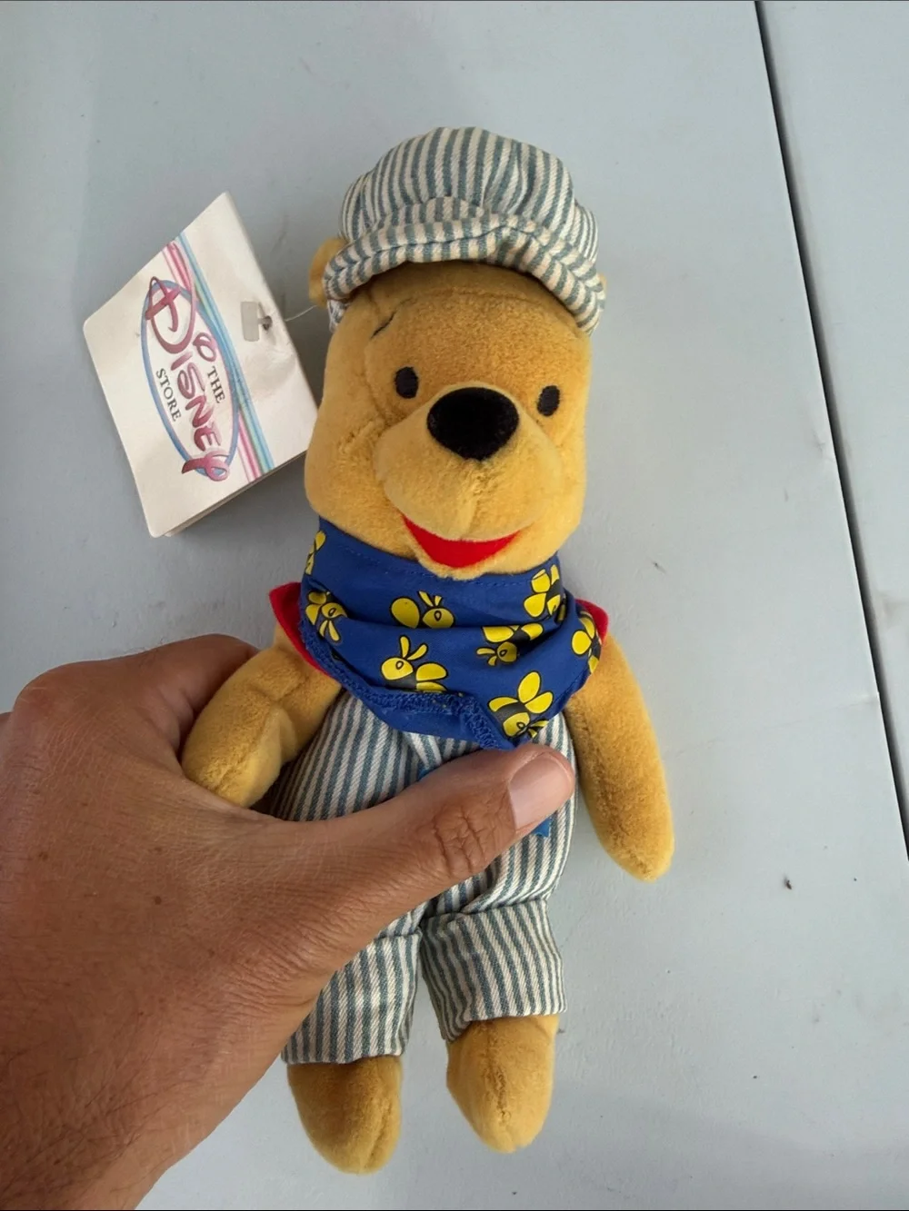 Disney Pooh Plush in Yellow with Blue Floral Bandana